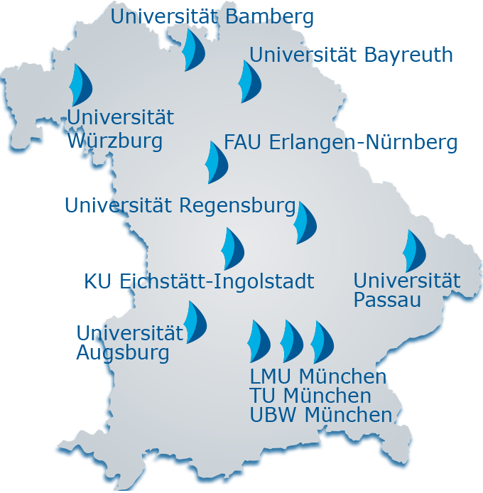 Universitäten Bayern Karte | Landkarte